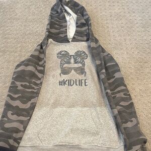 Girls' Gray Camo Hoodie - #KIDLIFE Graphic
